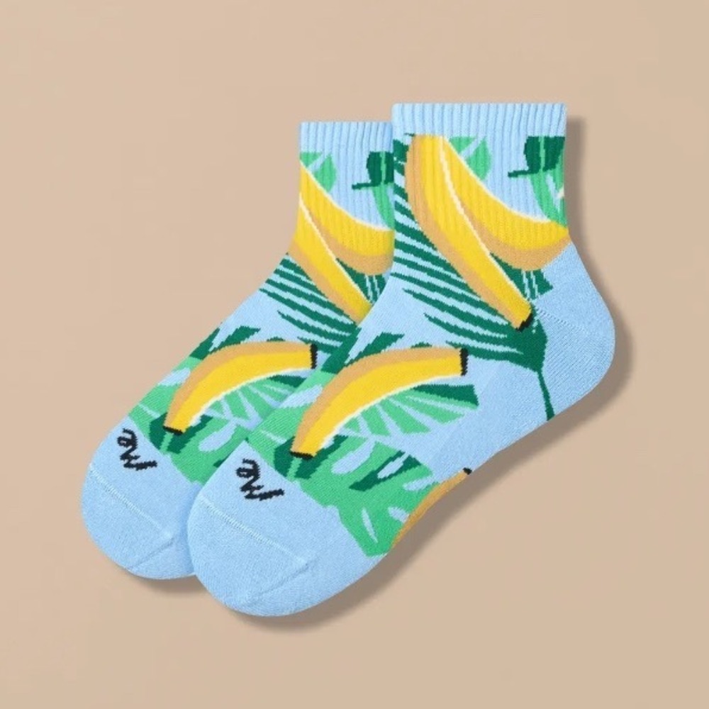 MeUndies Heritage Quarter Socks Thats Bananas Blue Green XL Supima Cotton NEW